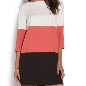 JUSTFAB White/Coral/Black Color Block Shift Dress - Size M